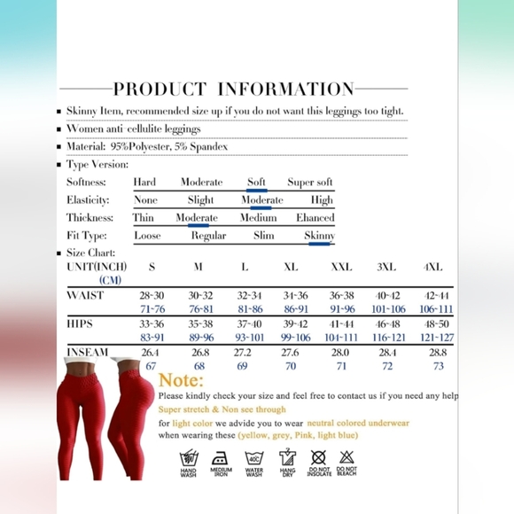 JGS1996 Butt Lifting Leggings Tummy Control Color Blue Size XL (New) - Picture 6 of 9